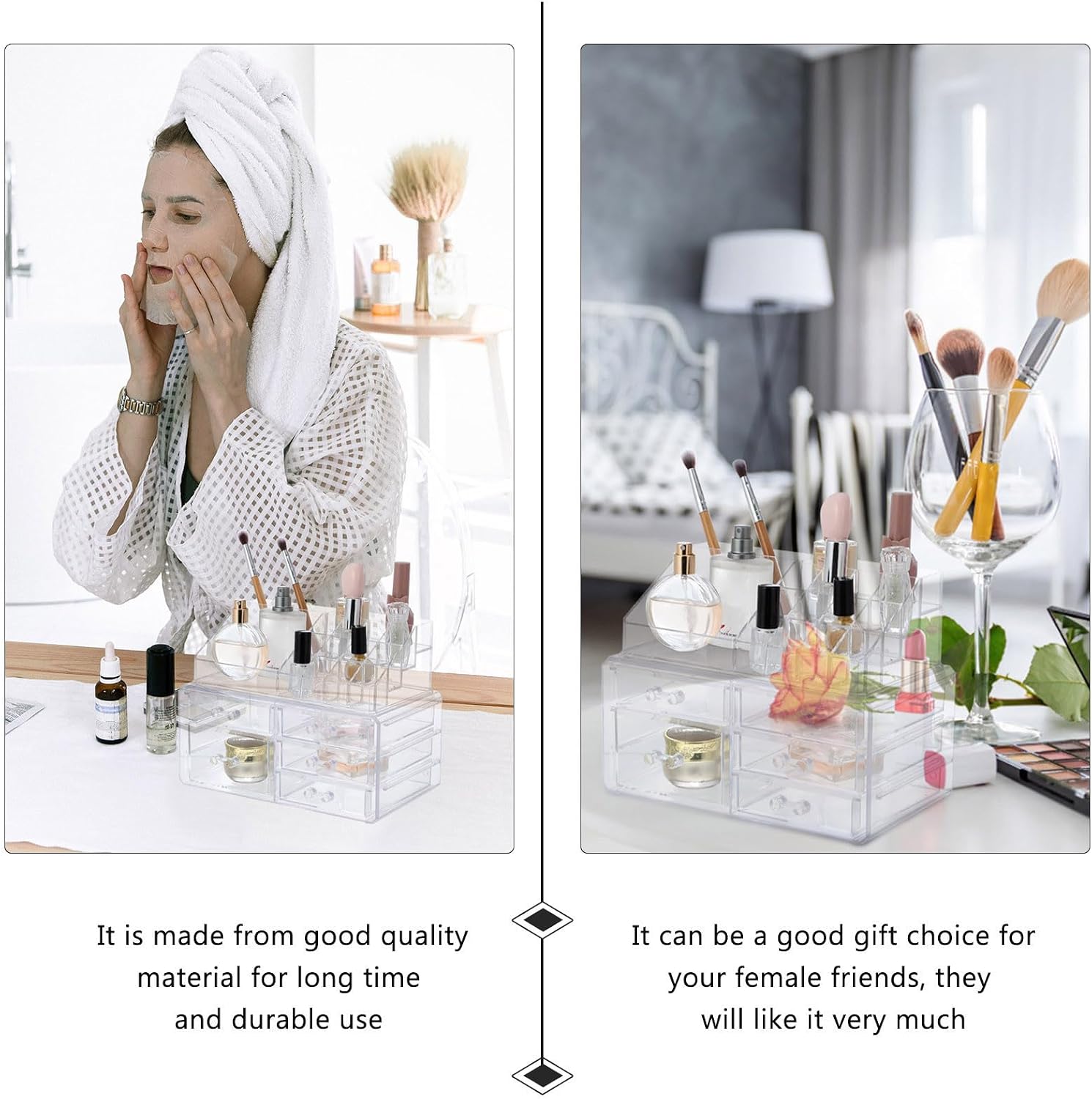 Acrylic Makeup Organizer with Drawer Design, Desktop Cosmetic Storage Box Suitable for Lipsticks and Compacts, for Dressing Table and Bathroom Use image 4