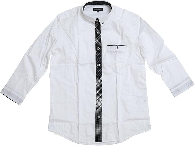 Amazon ノータベネ Nota Bene Llサイズ ホワイト 7分袖シャツ 七分袖シャツ イーブンドビーストライプ前立てクレイジー ボタンダウン 切替シャツ 薄手 無地 チェック柄 綿100 メンズ シャツ 通販