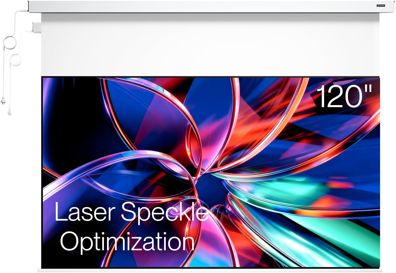 Valerion 120" PureVision Motorized Projector Screen, Laser Speckle Reduction, Auto-Sync with Projector, 4K/8K UHD Ready, 20" Adjustable Drop, Black Backing for Enhanced Contrast, Long Throw Only