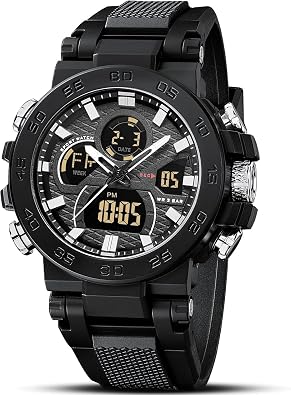Digital Military Watch for Men, Stopwatch Army Survival Tactical Outdoor Big Face Wrist Watch, Waterproof LED Backlight Timer Alarm Date Sport Watches