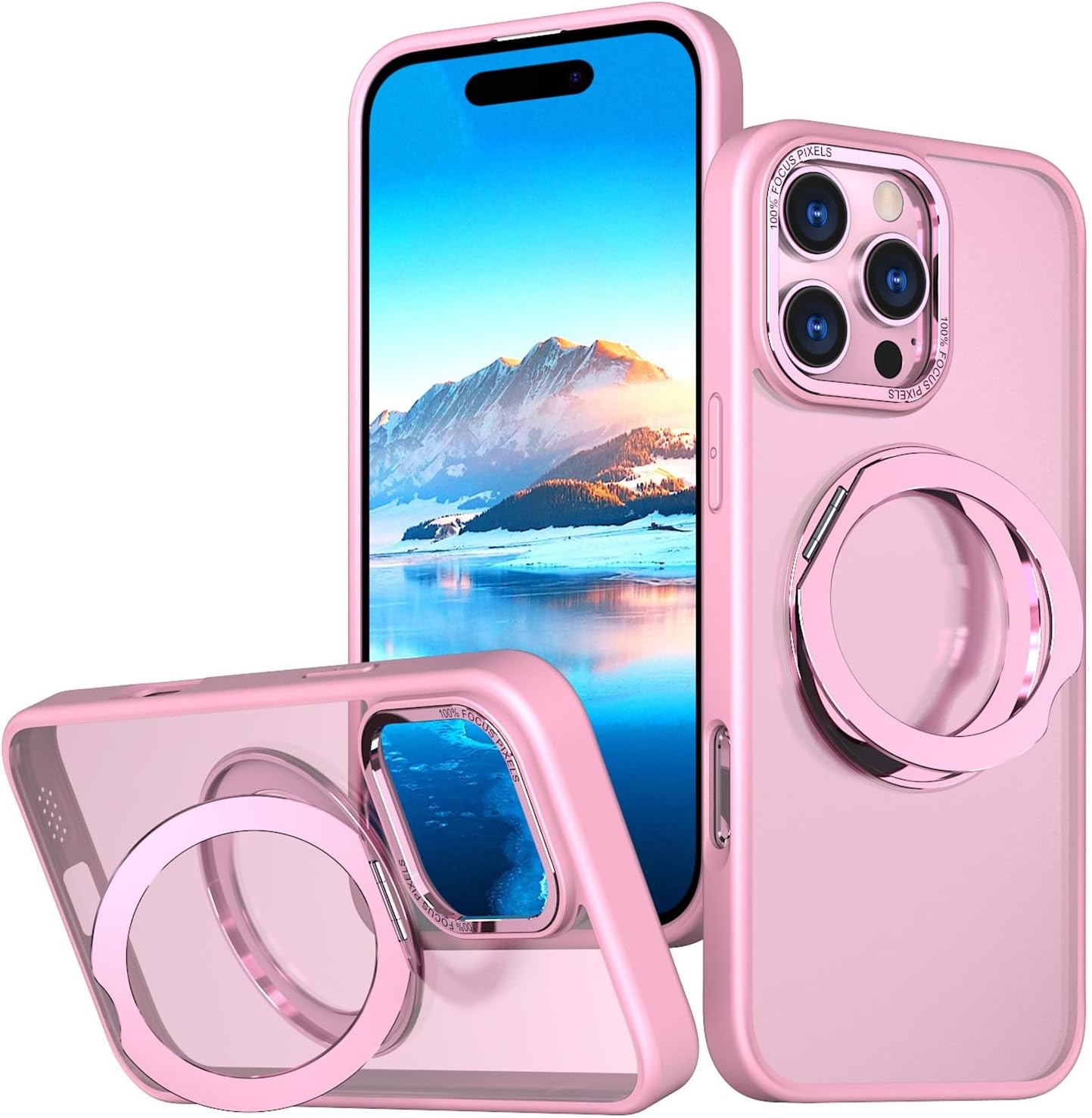 Case for iPhone 16 Pro Max/16 Pro/16 Plus/16, Compatible with Magsafe 360° Rotatable Magnetic Invisible Stand Ultra-Thin Sleek Military Grade Drop Protection Case