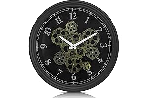 CLXEAST 15 Inch Piston Clock with Moving Gear