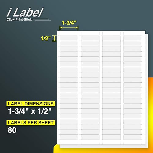 Miniatura 2 de 80UP 1.75" x 0.5" Return Address Labels for Laser & Inkjet Printers[100 Sheets,8000 Labels]