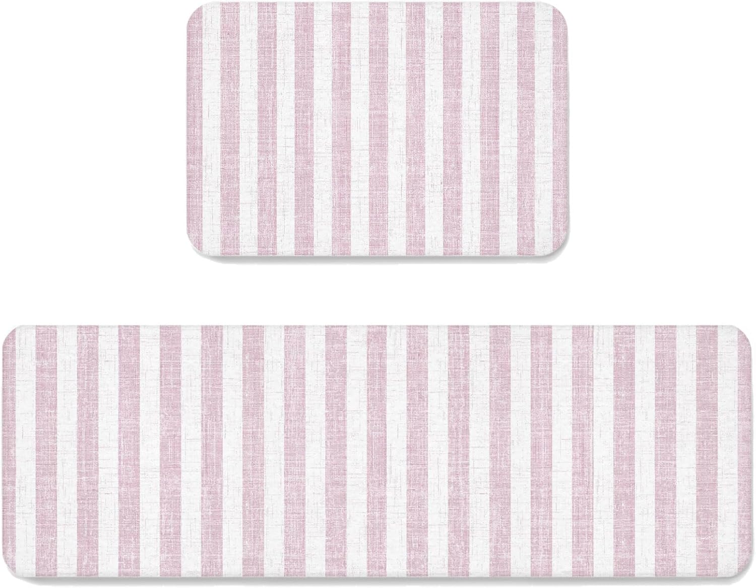 Pink Stripes Kitchen Mats Set of 2 Modern Abstract Linens Farmhouse Non Slip Mat Washable Floor Rug for Kitchen Sink Floor Laundry, 20"x24"+20"x48"