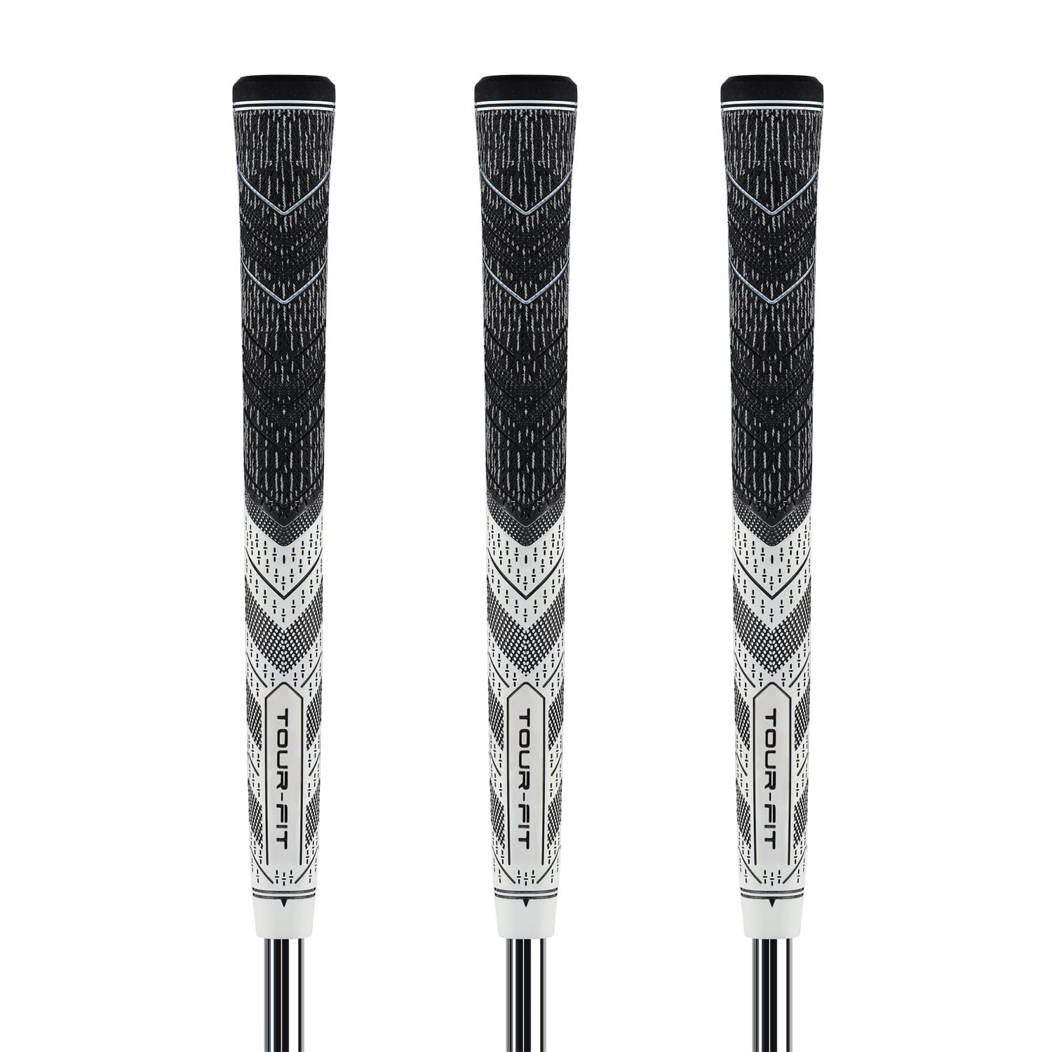 Golf Grip Tour Fit Dual Compound Premium Half Cord Golf Grips Standard Midsize Golf Grips with Golf Tape Set of 1/3/6/9/13 (Midsize, Black/White-Set of 3)