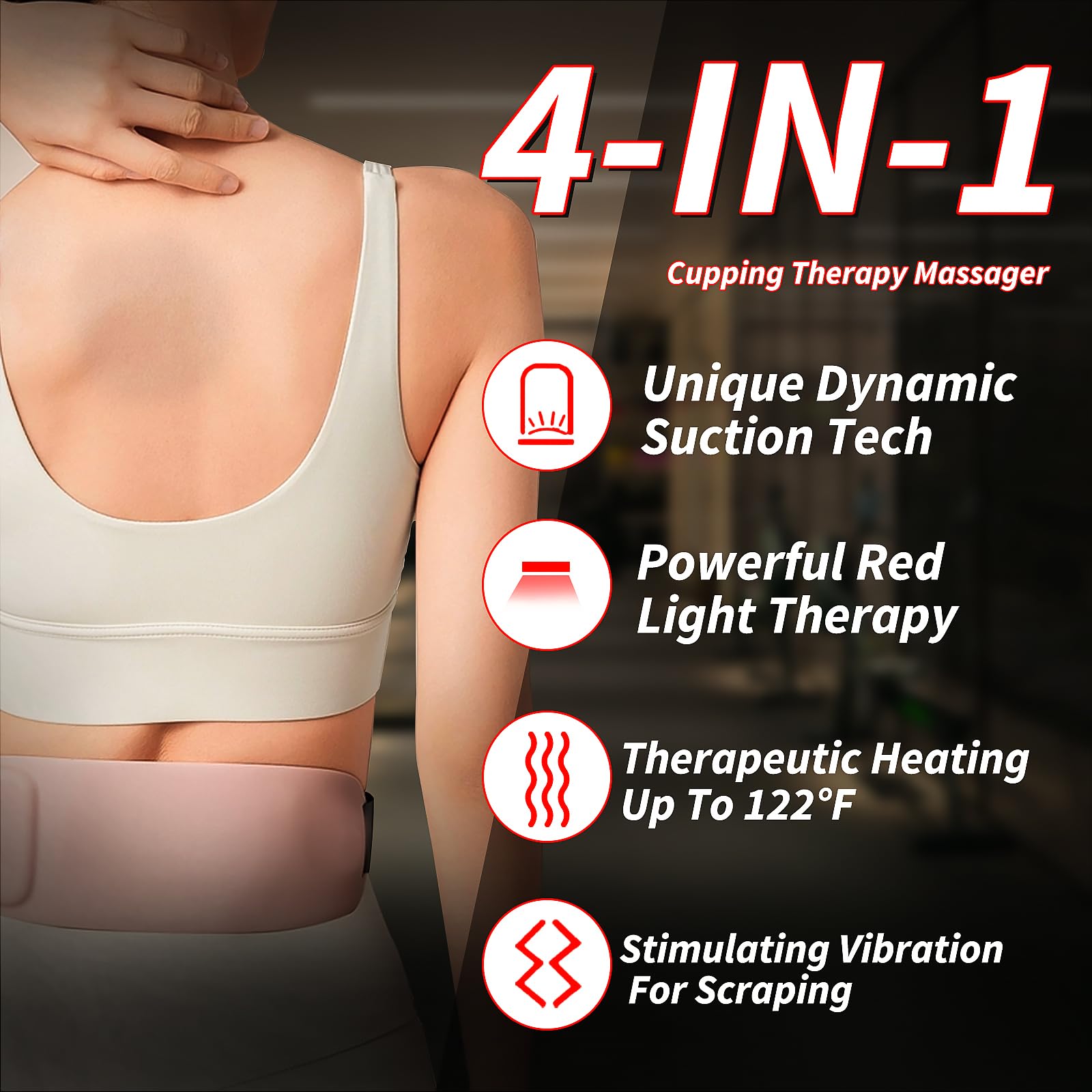 VEACOOL Remote Control Cupping Kit for Massage Therapy, 4-in-1 Cupping Therapy Set with Red Light, 2 Changeable Cups, Smart Cupping Massager for Muscle Soreness, Reduce Fatigue and Pain