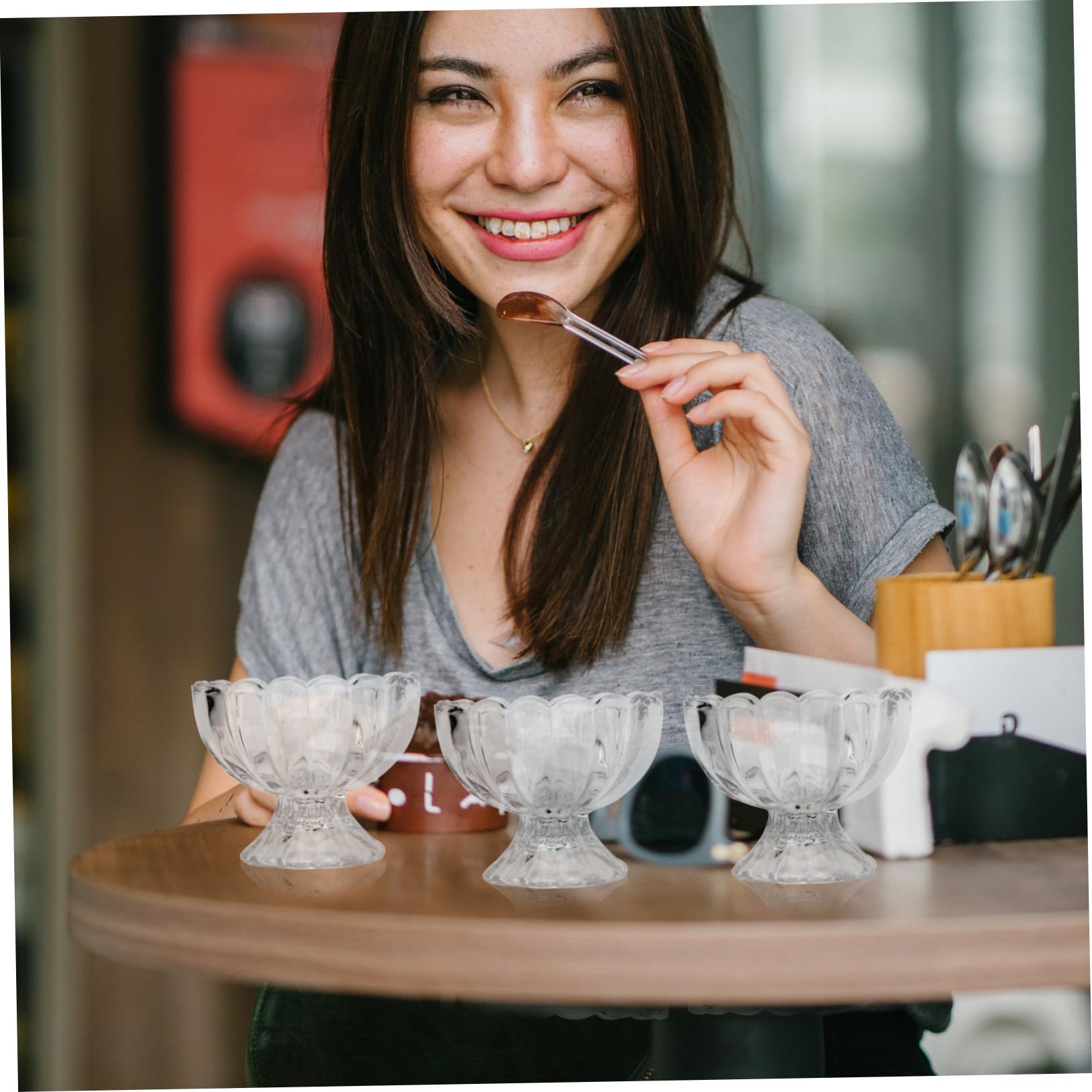 Copa de Postre de Vidrio Loto 5 Piezas para Helado y Pudín