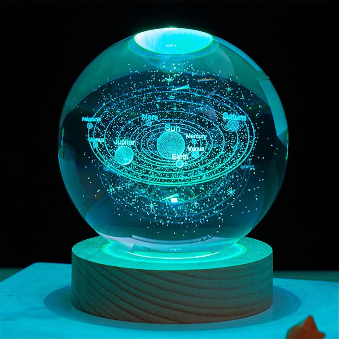 Veilleuse En Boule De Cristal 3D Avec Support, Mini Méduse Marine