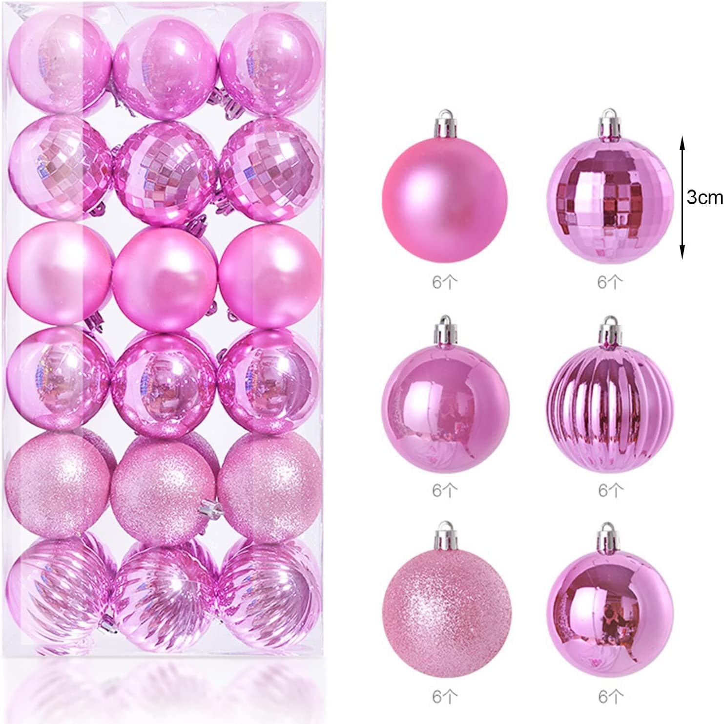Weihnachtskugeln, Dekorationszubehör, 36 Stück, Weihnachtskugeln, Anhänger, Ornament, Kugeln, Baumschmuck, Weihnachtskugeln, Ornament, hängende Anhänger, Urlaub for Weihnachtsbaum, Party, Dekoration (