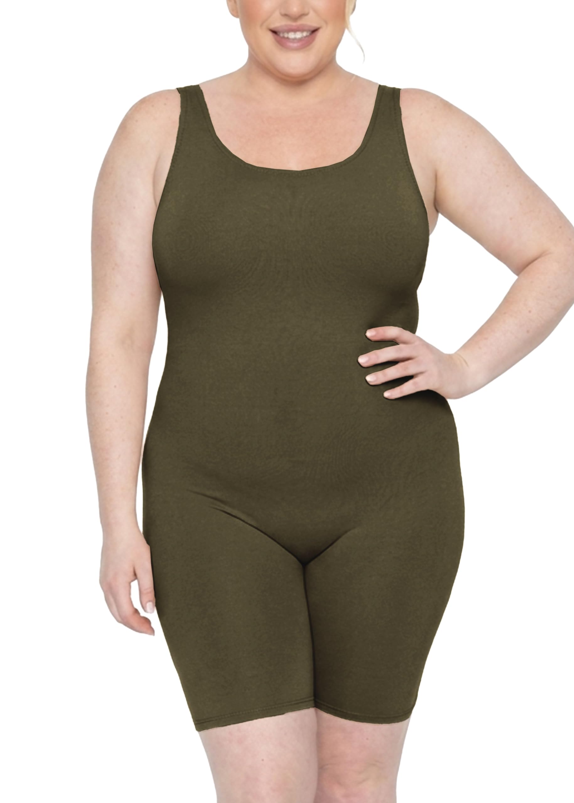 STRETCH IS COMFORT Womens Plus Size Tank Unitard Athletic Rompers For Women
