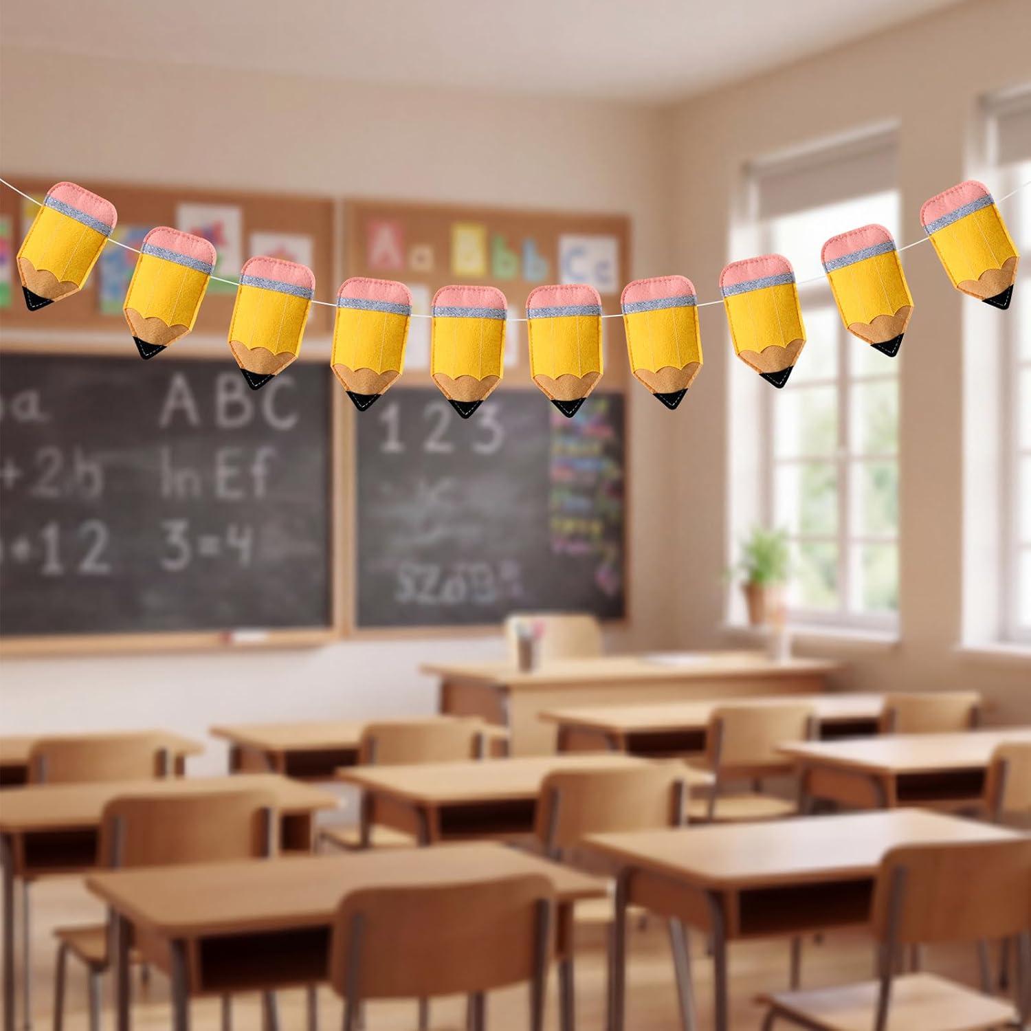 Dingion Pencil Garland for Classroom 8.2 ft Back to School Decoration