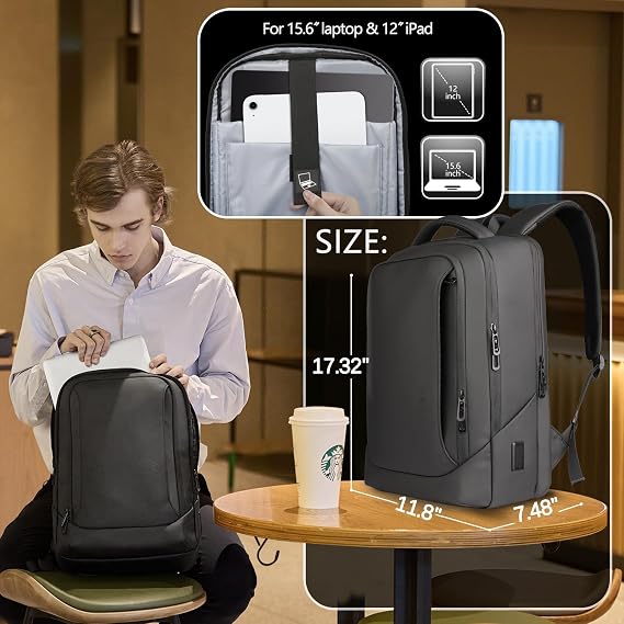 hk Laptop Backpack for Men for 15.6 Inch Computer Bag with USB A&C Charger