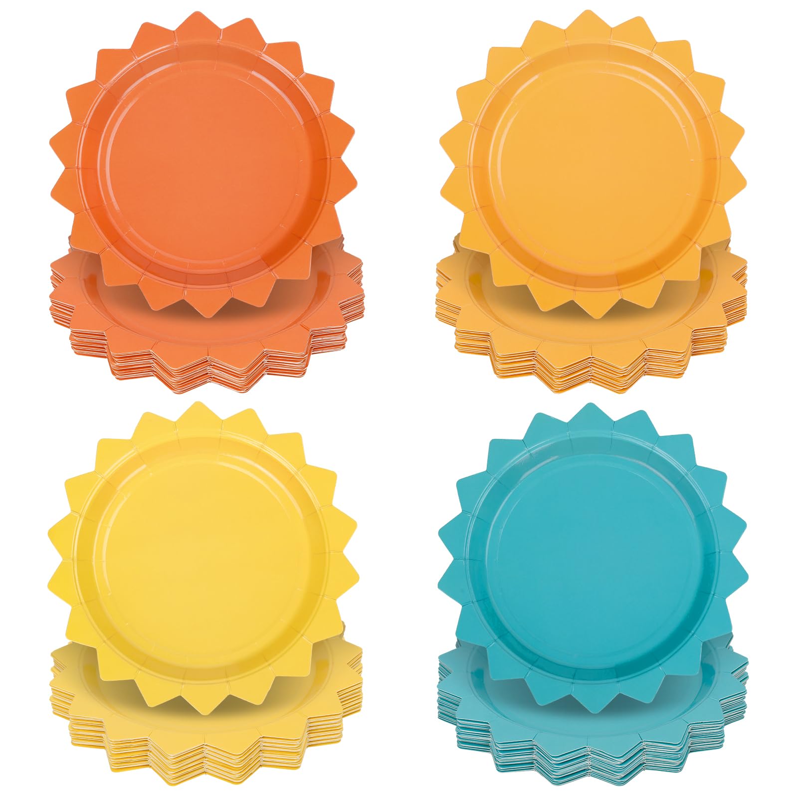 Assiettes en papier motif soleil bohème 17.8 cm pour fête prénatale et baptême
