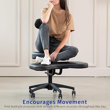 VIVO Mobile Cross Legged Office Chair with Back Support for Yoga Meditation ADHD, Height Adjustable, Black, CHAIR-CL02B