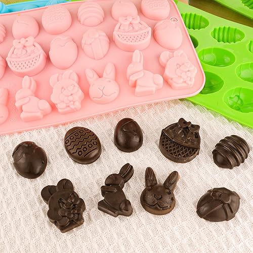 Miniatura 8 de Molde de silicona para huevos de Pascua para chocolate, 5 paquetes de molde en forma de huevo para hornear para fiesta de Pascua, bombas de