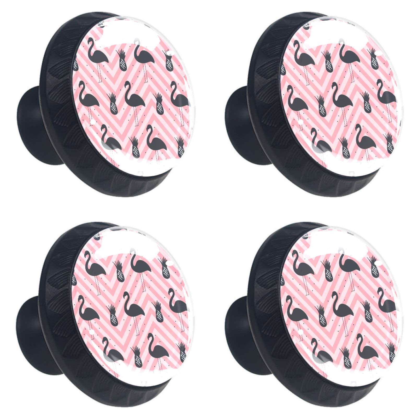 Boutons de meuble ronds flamant rose tropical 30mm pour relooker une commode de chambre