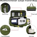 Lyweem Grand sac à bandoulière pour hommes avec compartiment de chaussures 60L Sac tactique sac à dos Duffel femmes Weekender sac de nuit pour les sacs de gym, Army Green