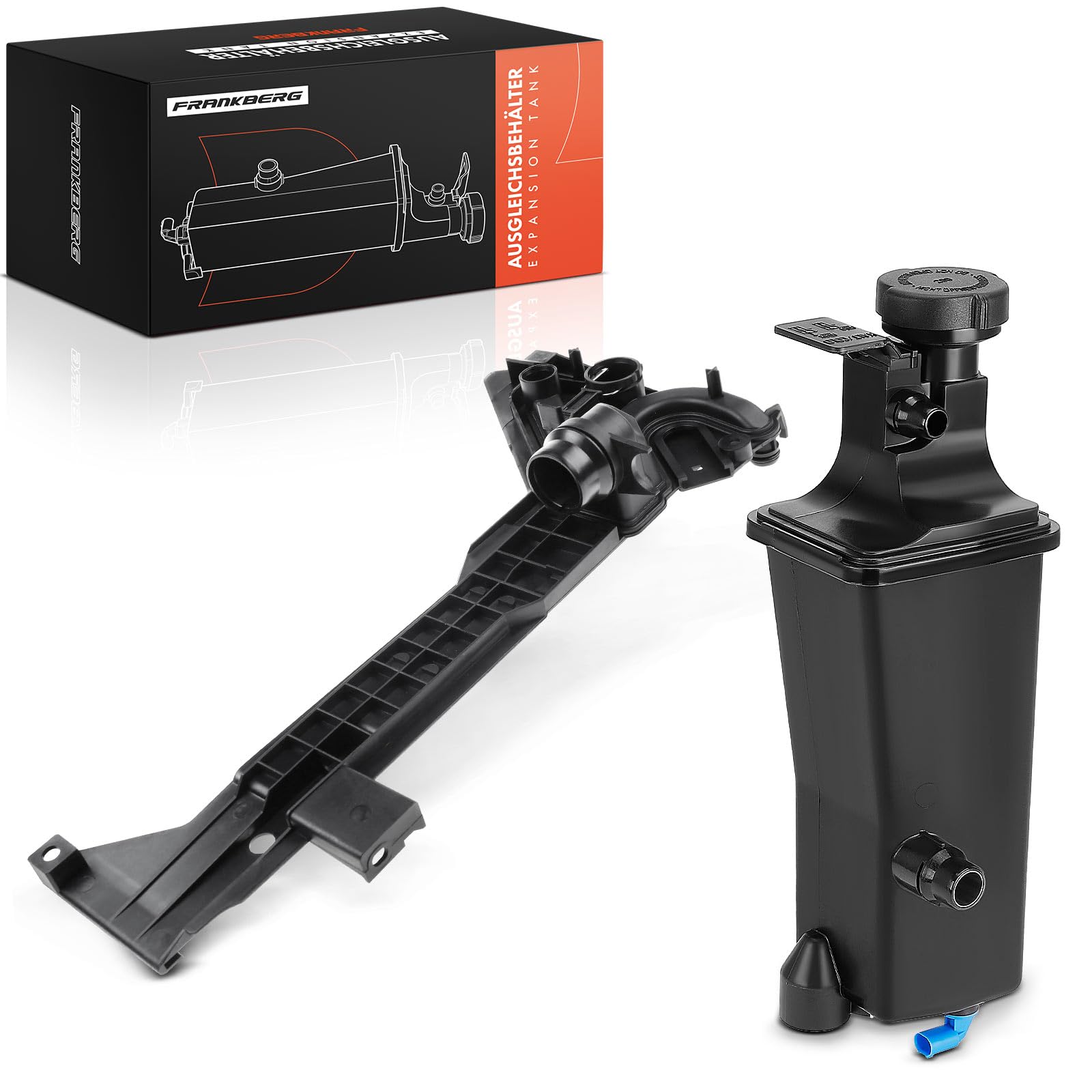 Frankberg 2x Staffa+Serbatoio di Espansione Refrigerante Intestazione Serbatoio Raffreddamento Cambio automatico per Serie 3 E46 320i 323i 325i 328i 330i Z4 E85 Benzina 1998-2006 17111436251