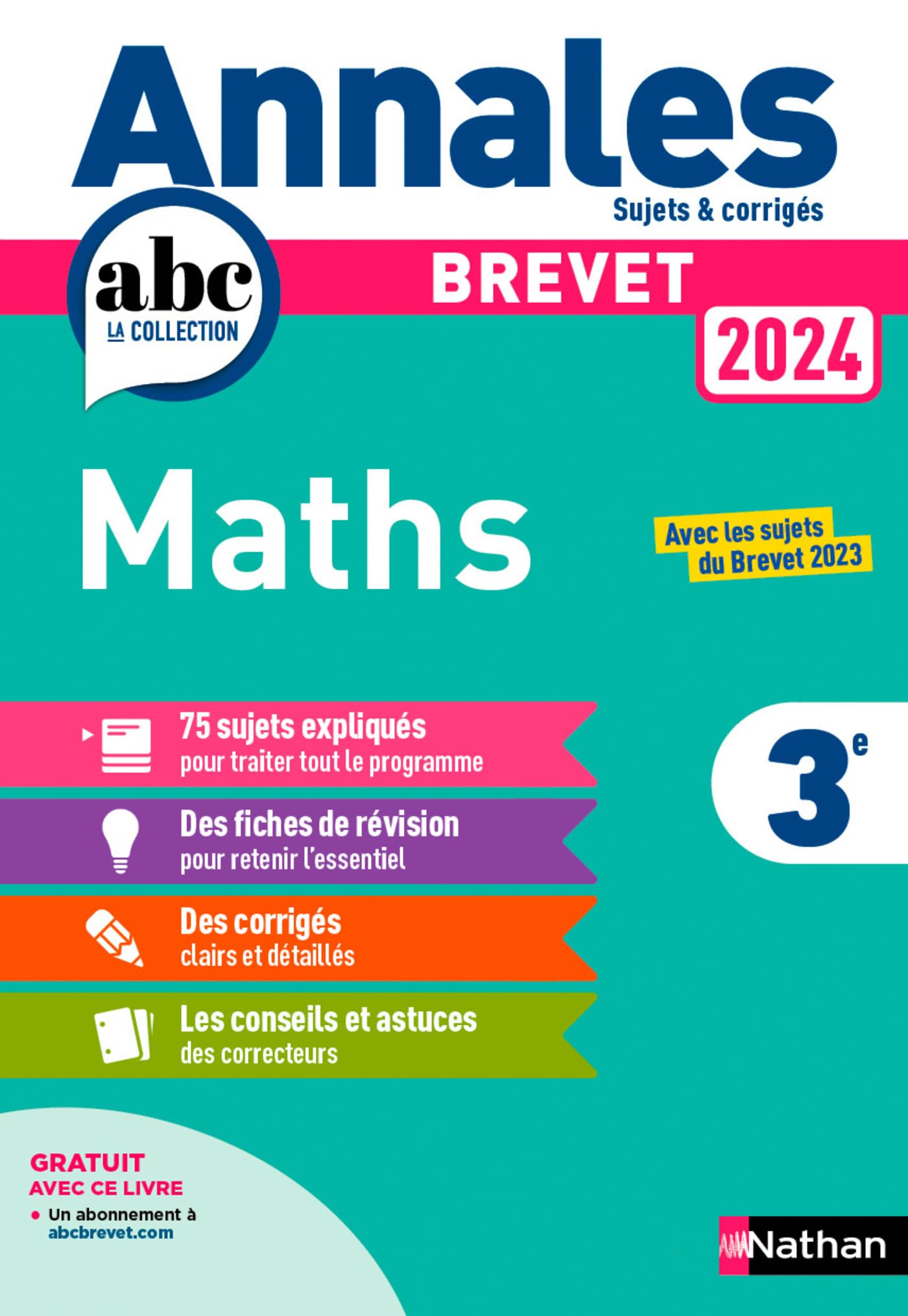 Annales ABC du Brevet 2024 - Maths 3e - Sujets et corrigés + fiches de révisions - EPUB (French Edition)
