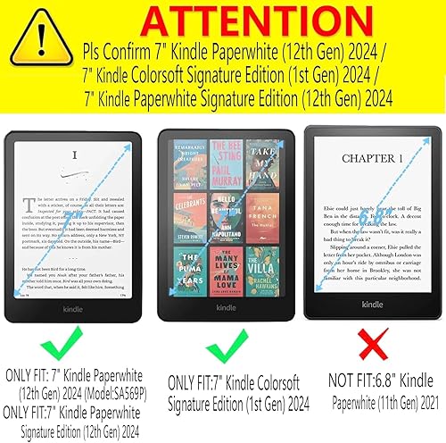 Miniatura 2 de Funda para Kindle Paperwhite de 7 pulgadas, 12 generación 2024, Kindle Colorsoft Signature Edition, piel sintética premium, ligera, segura al agua,