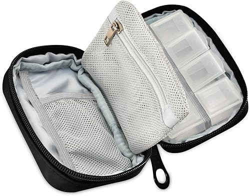 Miniatura 2 de Naanle Pastillero personalizado con nombre, pastillero personalizado para 7 días, bolsa organizadora de píldoras de viaje con cremallera, funda