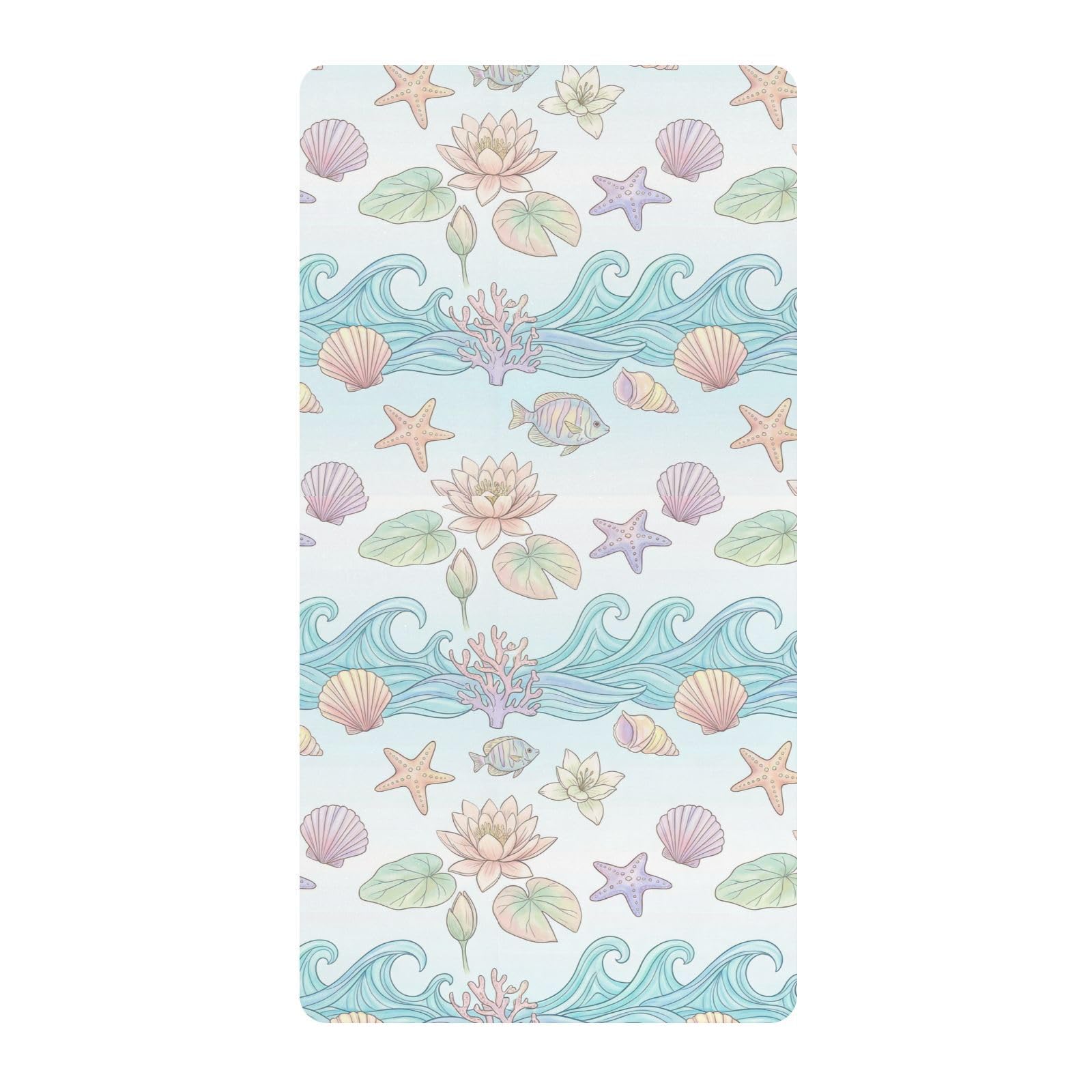 Ocean Treasures pościel do łóżeczka dziecięcego bawełna Playard prześcieradło miękkie oddychające maluch okrągły pokrowiec na pościel do pokoju dziecięcego 1 opakowanie
