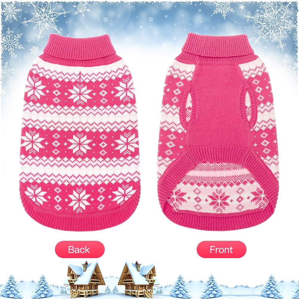 KOOLTAIL - Vestito Cane, Maglione a maglia per cani, caldo e confortevole per cani in maglia invernale con fiocco di neve