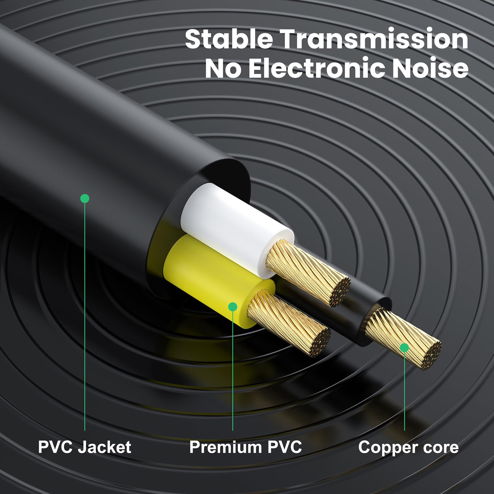 Halokny 6.35mm to 6.35mm Instrument Cable, Golden Plated 1/4 Inch Male to Female TS Mono Audio Jack for Electric Guitar Bass - Image 3
