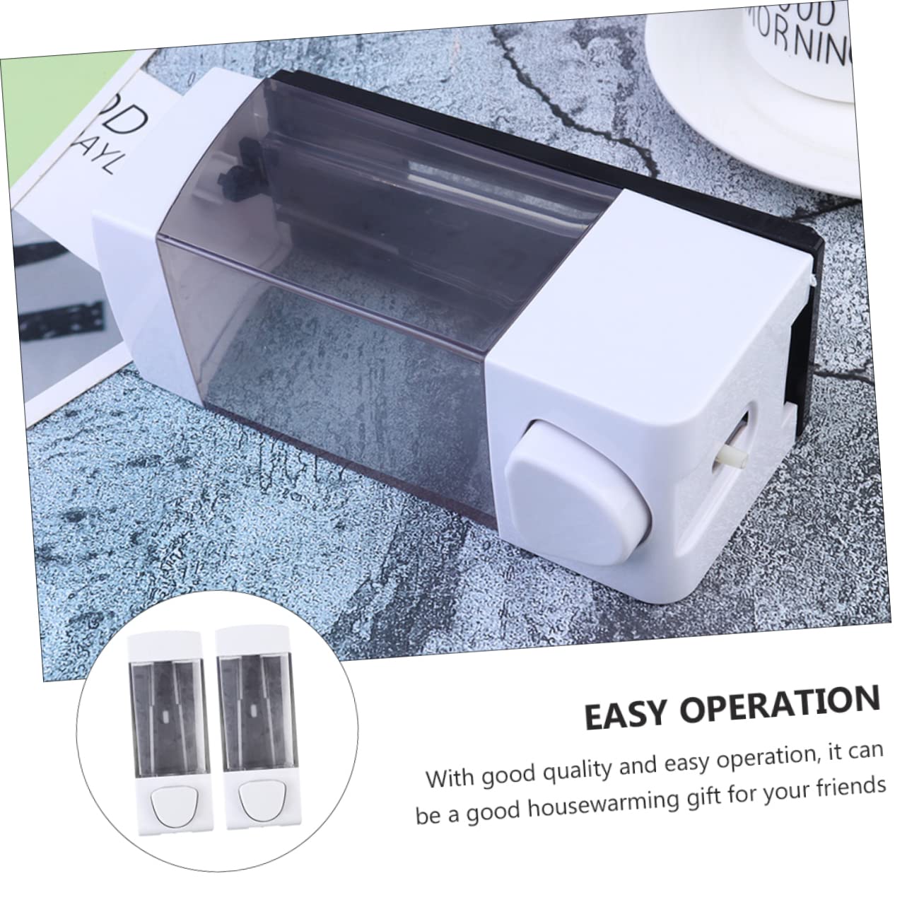 ABOOFAN 2Pcs Wall Mounted Soap Dispenser Box Shower Gel Container for Bathroom and Kitchen Pressing Design Easy Refill Present for Home Use