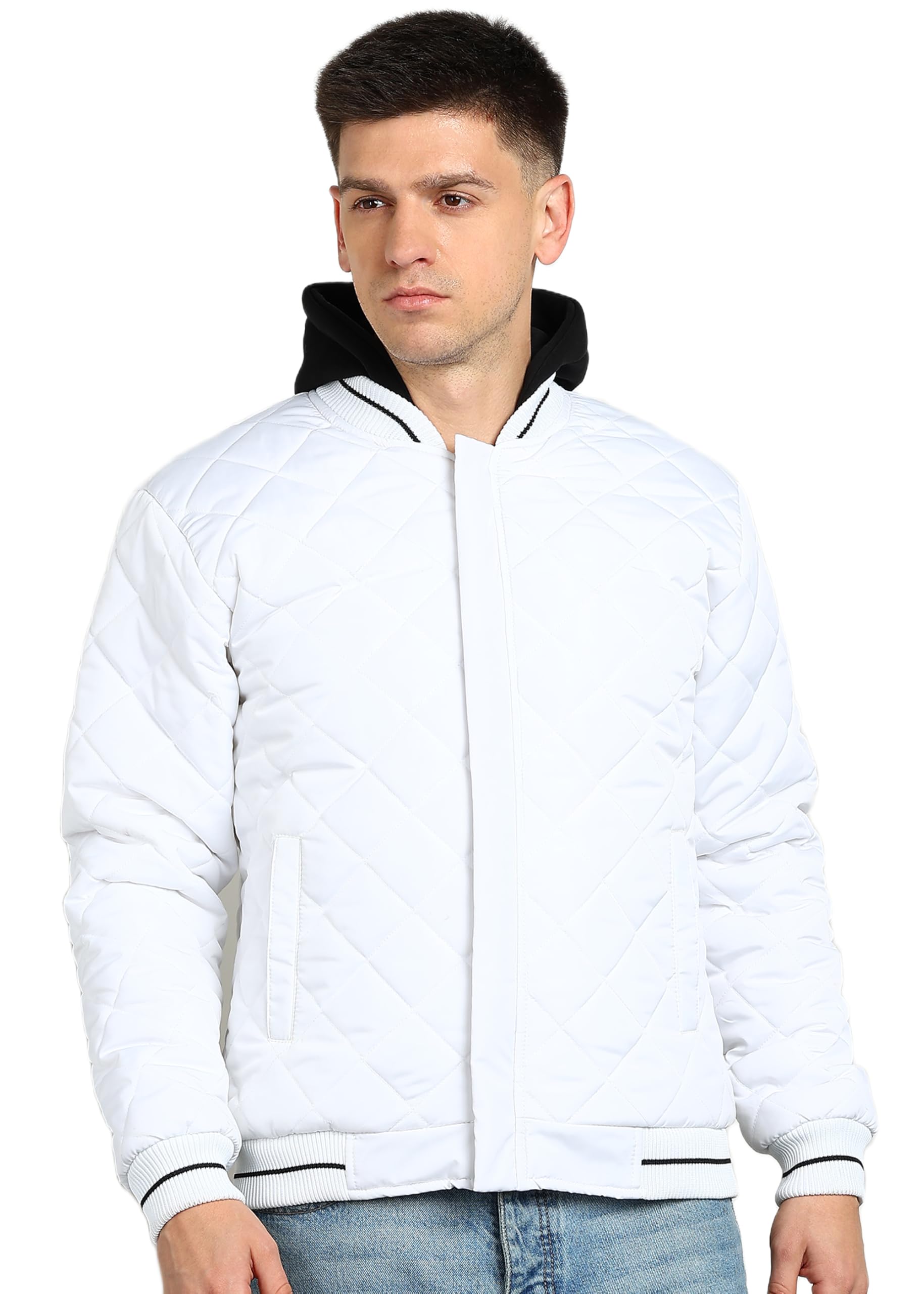 ellipse Men’s Quilted Winter Jacket | Nylon Waterproof Outerwear with Fleece Hoodie | Suitable for -15°C to 15°C | 3 Pockets (2 Side + 1 Inner) | Warm & Windproof Winter Coat-picture-15