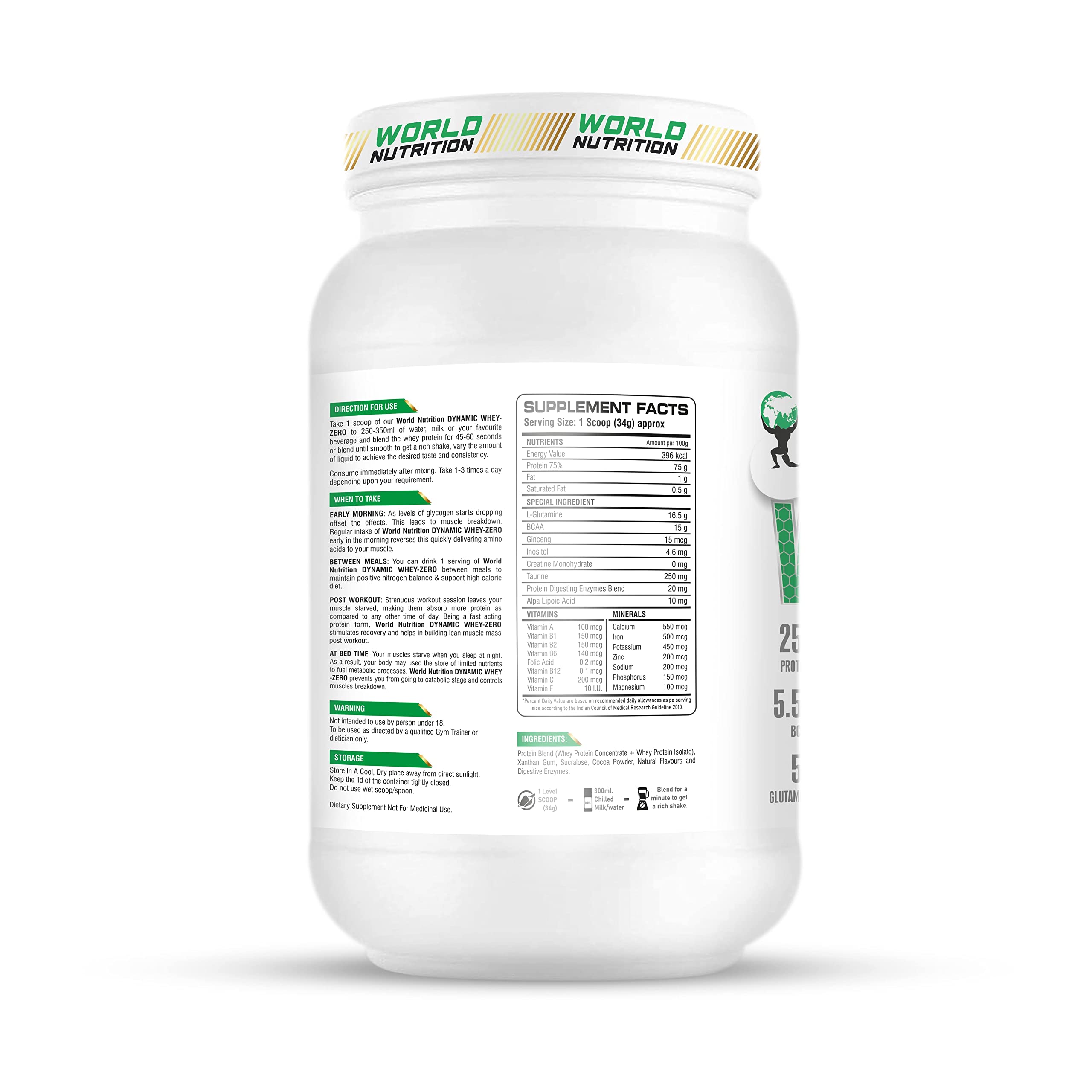 Dynamic Whey-Zero | Whey Protein Powder with 25g Protein, 5.5g BCAA & 5g Glutamine | For Muscle Growth, Workout Recovery & Strength Support | Cookies & Cream - 1Kg — Amazon image 2