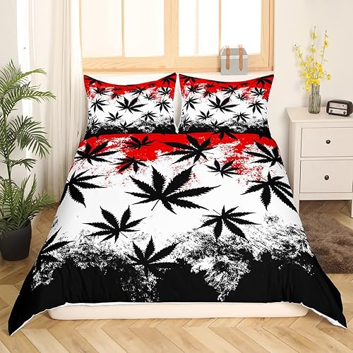 Miniatura 2 de Juego de ropa de cama con estampado de hojas de marihuana, hojas de cannabis, para niños y niñas, con estampado de plantas botánicas, funda de