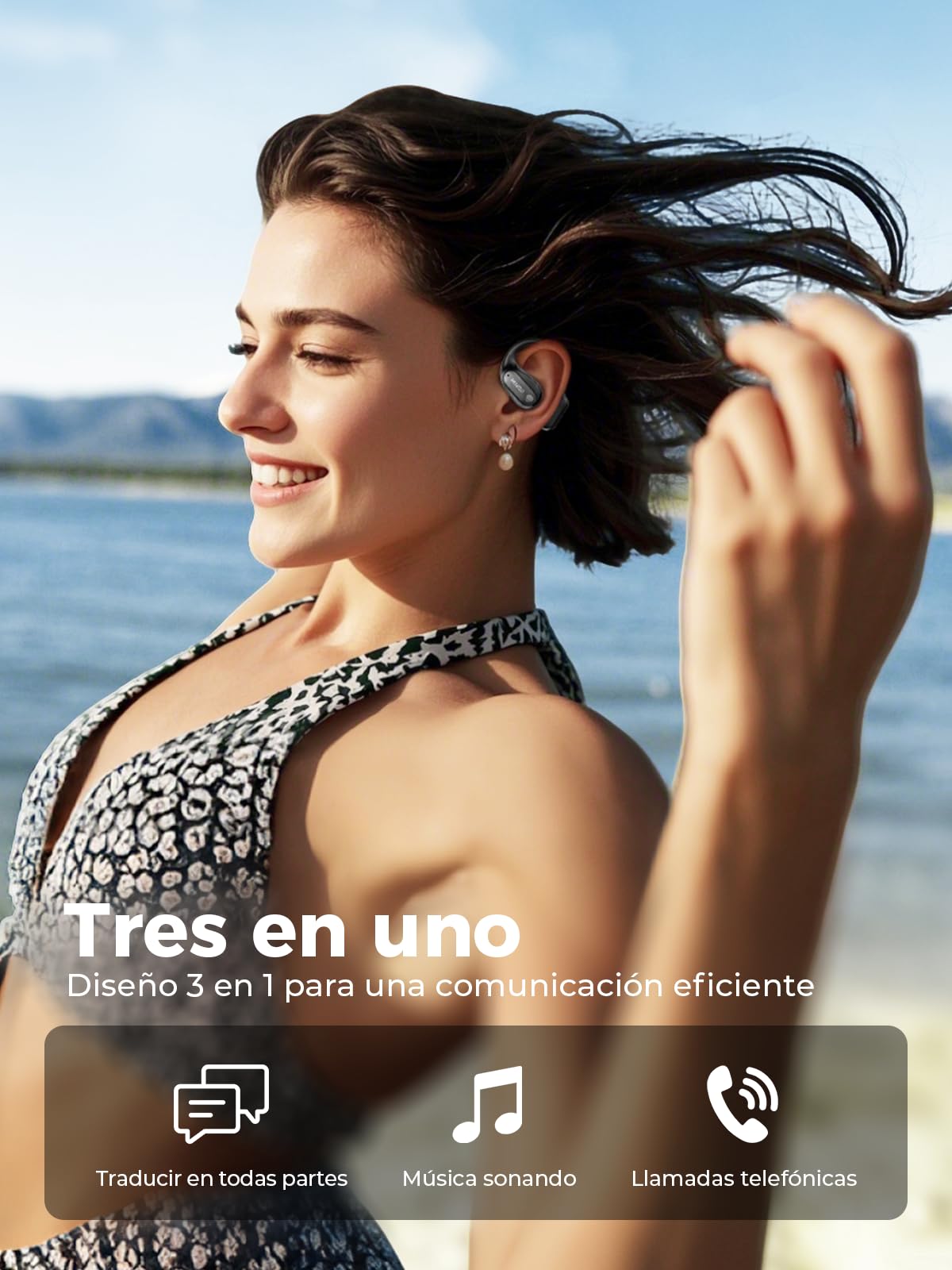 MS190 KI Traductor Auriculares 3 en 1, auriculares de traducción en tiempo real con 134 idiomas y 8 modos, traductor de auriculares ai con aplicación, Bluetooth 6.0, auriculares de traducción 60H para