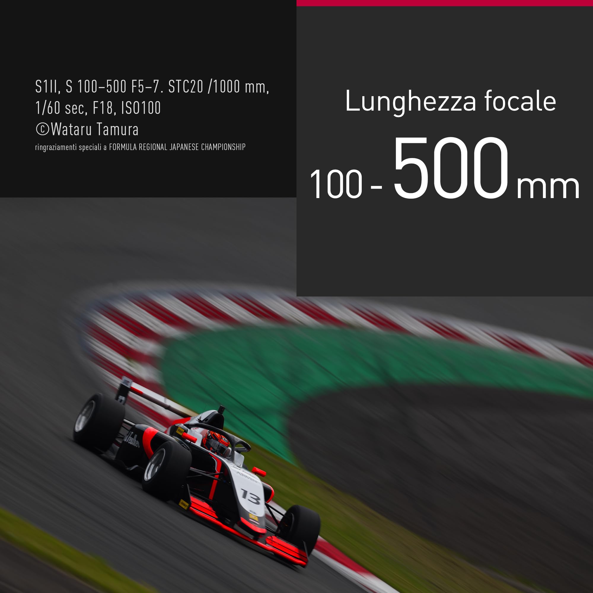 Panasonic LUMIX S-R100500E 100-500 mm F5-7.1 O.I.S. L-Mount, Teleobiettivo Zoom Full-Frame, Messa a Fuoco Ravvicinata 0,8 m, Ghiera di Messa a Fuoco Regolabile, Resistente alle Intemperie, Nero