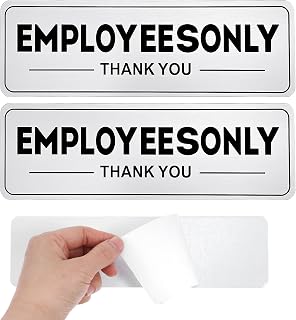 2 Pack Employees Only Sign for Door, Metal Silver Self-Adhesive Employees Only Sign for Business Door and Wall Signs (2.8 x 9 Inches)