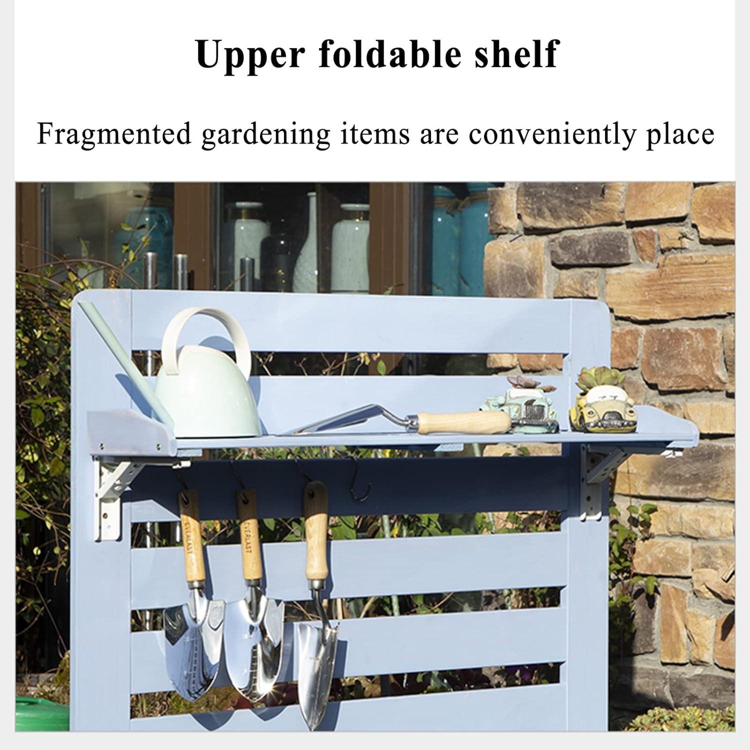 Garden Potting Bench Table Wooden,Outdoor Prep Station with Storage, Shelf, Hook, Planting Bench for Garden, Backyard, Or Storage (White)