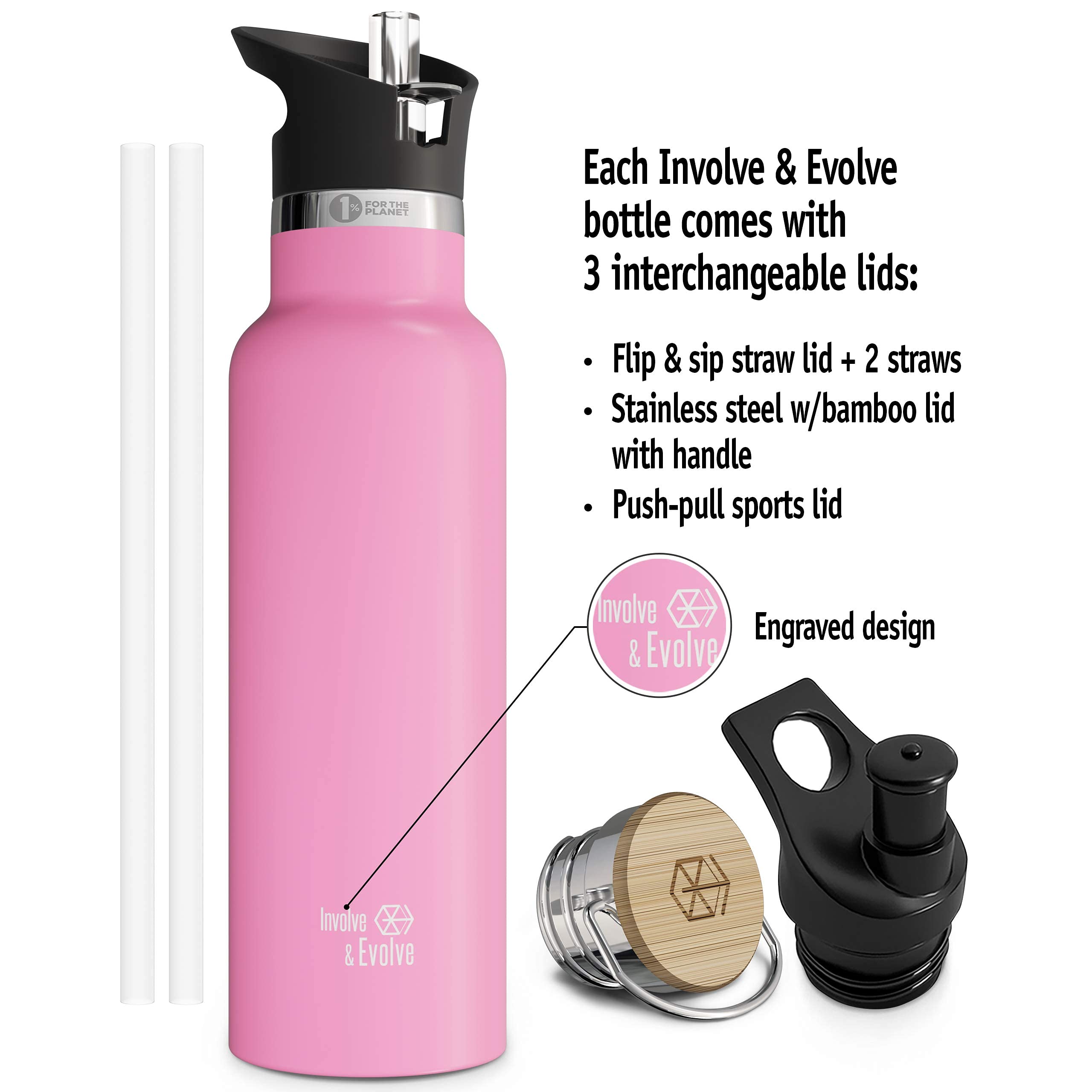 Amazon.co.jp: Involve & Evolve 断熱ウォーターボトル 蓋3個