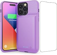 Vista 9 de Funda de batería para iPhone 14 Pro Max, 14 Plus y 13 Pro Max, funda de carga inteligente recargable real de 8600 mAh, batería protectora portátil