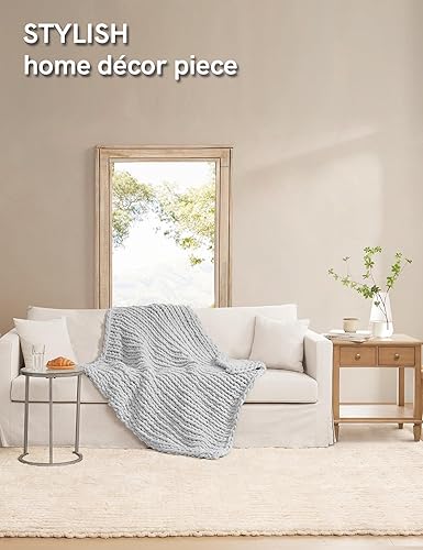 Miniatura 2 de YnM Manta Decorativa Gruesa, Tejida a Mano con Hilo Chenille, Amigable con la Piel, Ventilada y Transpirable, Lavable a Máquina, Pieza Decorativa