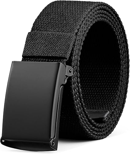 MIVAIUN 2 Stuks Nylon Canvas Riem Heren, 130 cm Verstelbare Stoffen Werkriem Voor Reizen, Universele Zakelijke Riem Met Metalen Sluiting, Zwart
