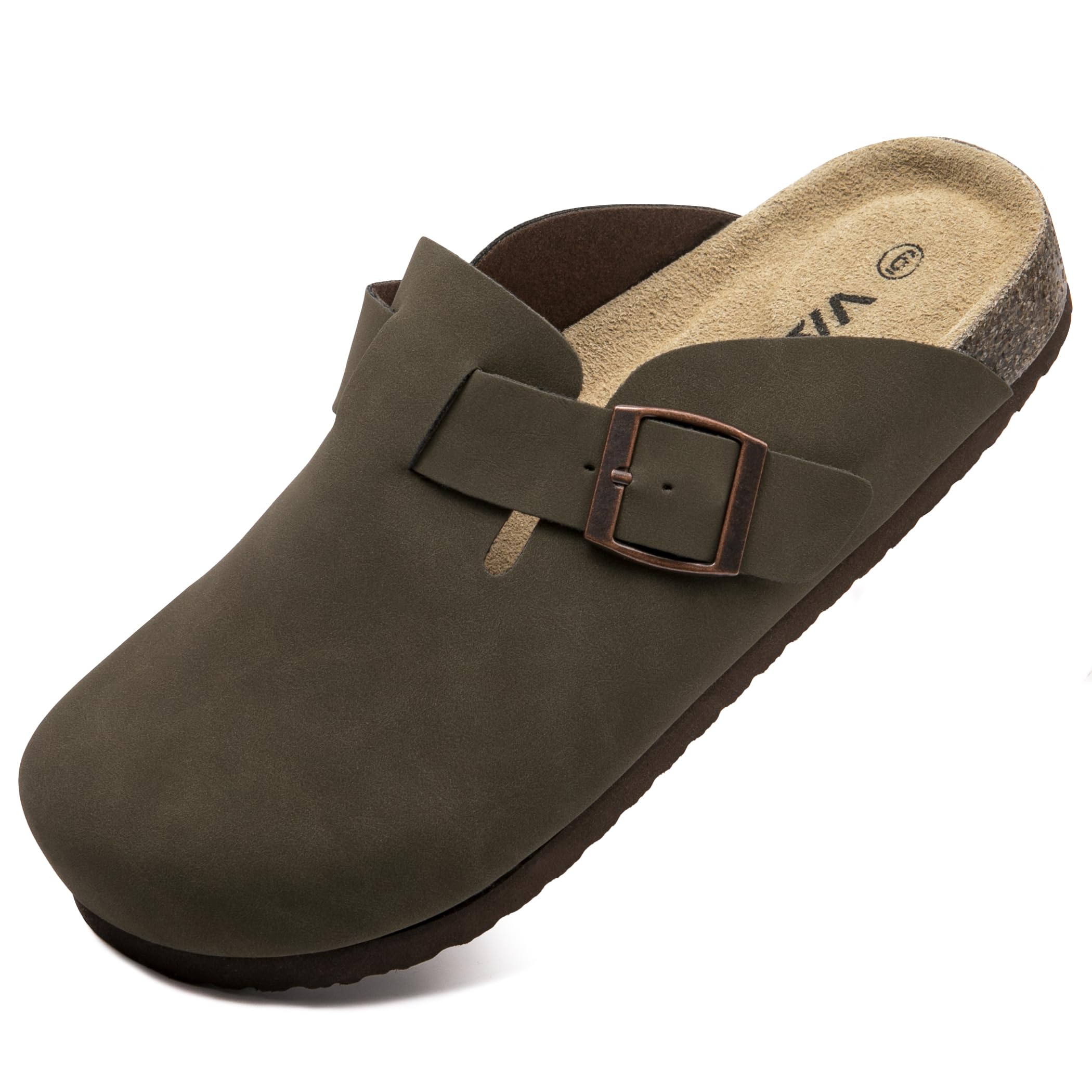 Vayfio Suede Clogs Potato Shoes Cork Footbed Sandals Comfort Mules with Arch Support Slip On Slippers