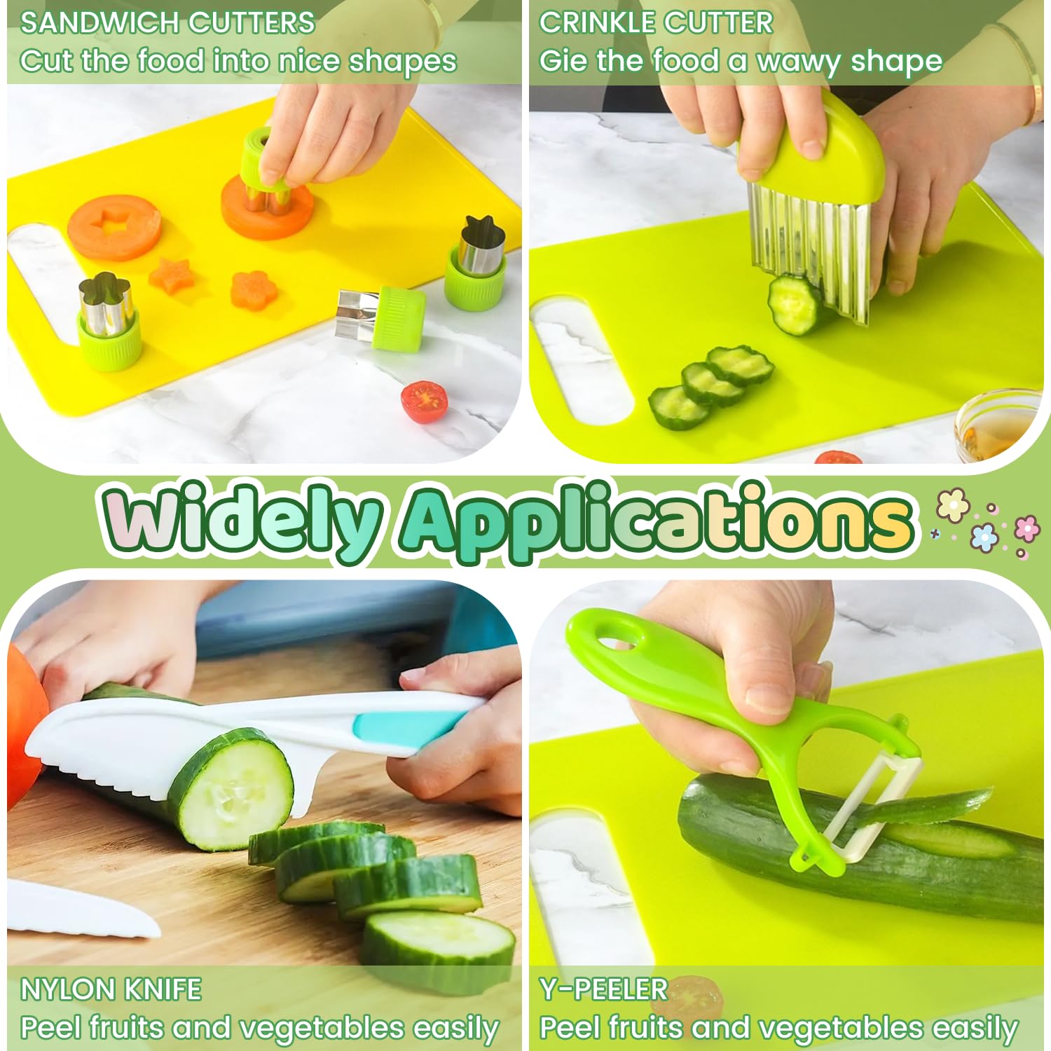 Juego de Utensilios de Cocina 28 Piezas, Cuchillos Montessori Seguros para Niños, Utensilios BLW sin BPA, Cortador de Frutas y Verduras, Cocinita Infantil Educativa, Regalo Ideal para Niños de 2-6 Año