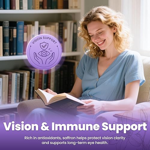 Miniatura 5 de Cápsulas de suplemento de azafrán  88.5 mg de extracto de azafrán puro para el equilibrio del estado de ánimo, estado de ánimo elevado, visión y