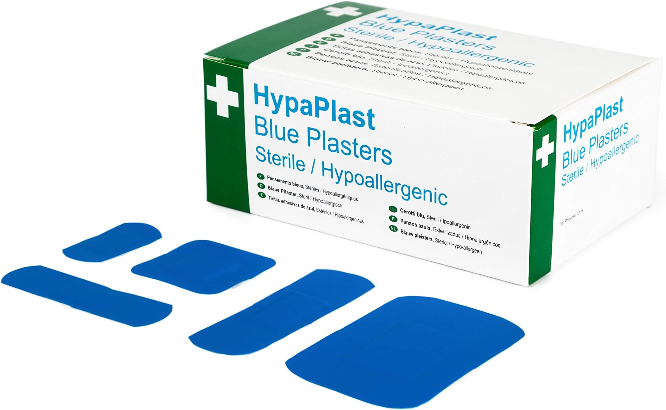 Safety First Aid Group HypaPlast Blue Visually Detectable Washproof Plasters, Assorted (Pack of 100)