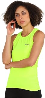 Bepro Women's Fluorescent Green Sleeveless Tank top Round Neck Running Tshirt for Workout Price In India