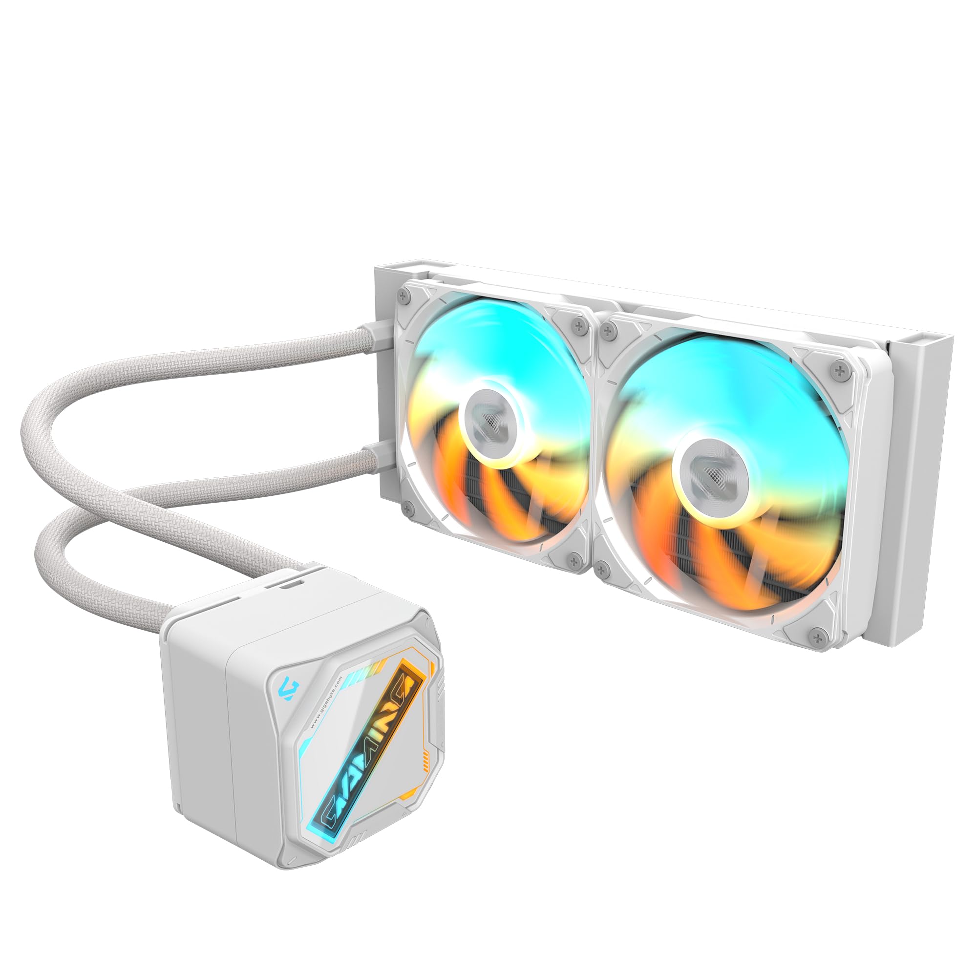 GIGABYTE Gaming 240 Ice Refroidisseur Liquide pour CPU - 2x120mm Ventilateurs ARGB, mécanisme d’emboîtement Coulissant, Daisy-Chain, Compatible Intel LGA 1851 et AMD AM5