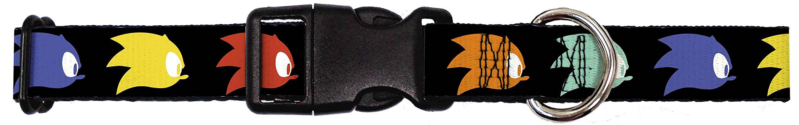 Collier pour chien Sonic Mania noir imprimé multicolore avec boucle plastique