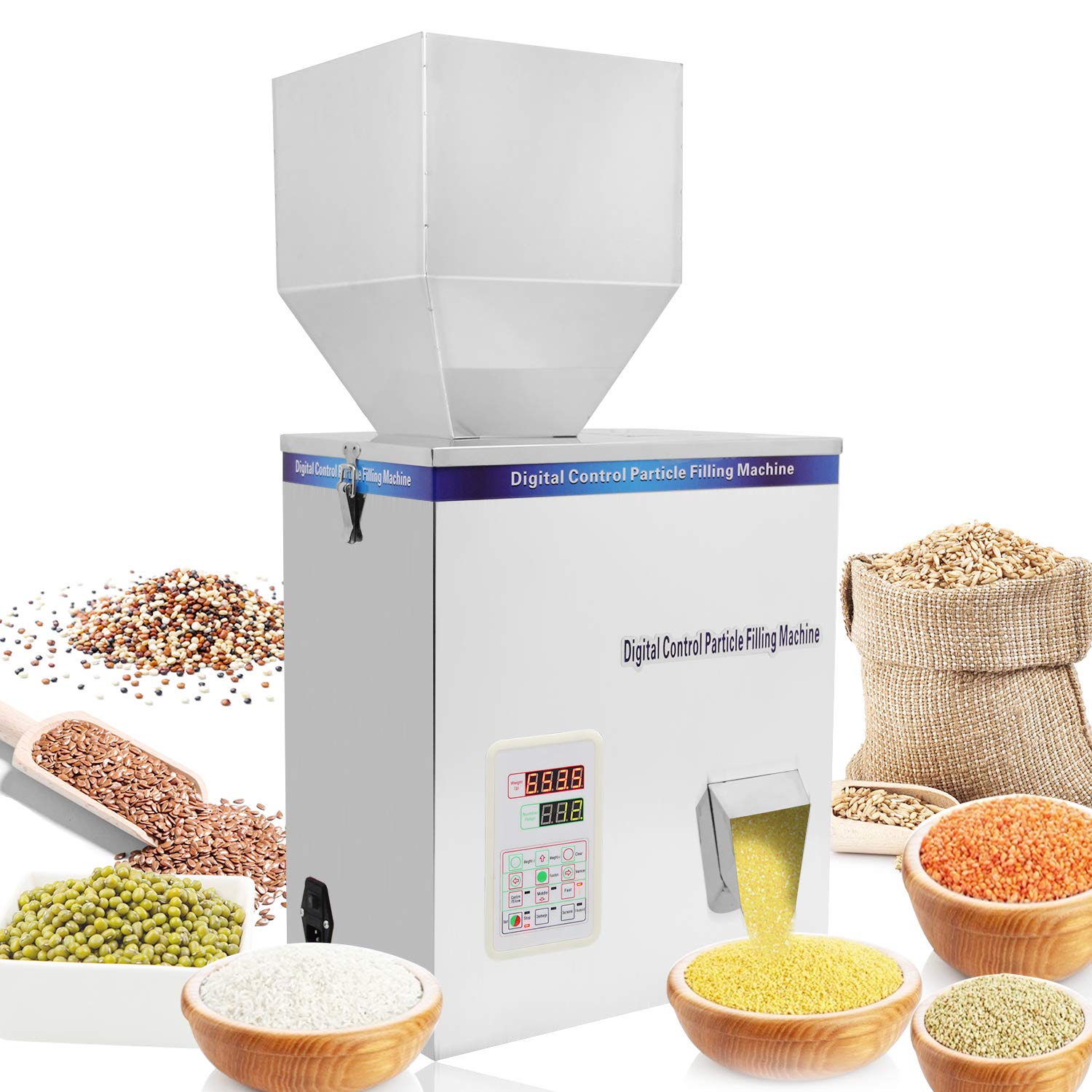 FHRKA Powder Filling Machine 5-500g Particle Weighing Bottle Bag Filling Machine Automatic Powder Filler for Tea Seeds Grains Powder 220V