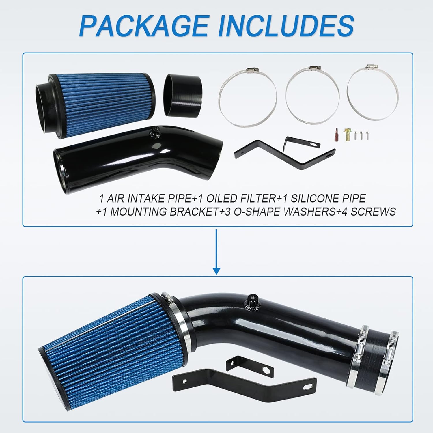 Oiled Cold Air Intake 7.3 Diesel Kit Air Intake Pipe With Oiled Filter Replacement For Ford F250 F350 F450 Super Duty 7.3L Power stroke Diesel 1999.5-2003 (1999.5-2003 F250 F350 F450 7.3L Diesel)