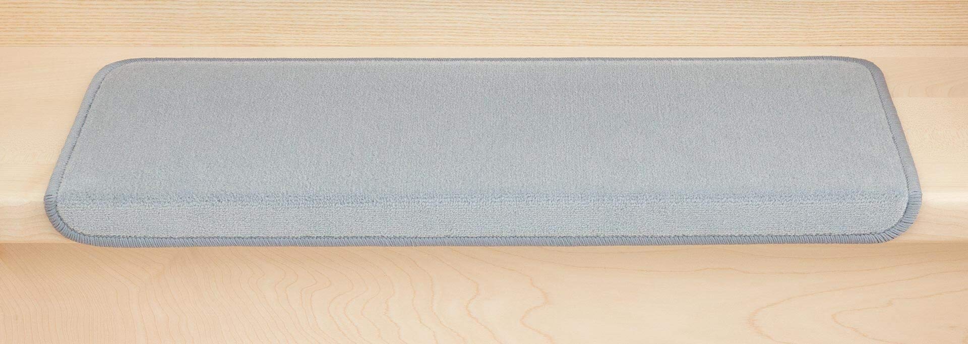 Metzker Stufenmatten Treppenmatten Uni Rechteckig Hellgrau 14 Stück | Treppenteppich von DAS TEPPICHWERK - Trittfläche ca. 65x24cm incl. Klebeband